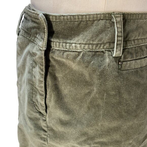 Nine & Co. Olive Corduroy Embroidered Floral A-Line Mini Skirt With Studs Y2K - Picture 2 of 14